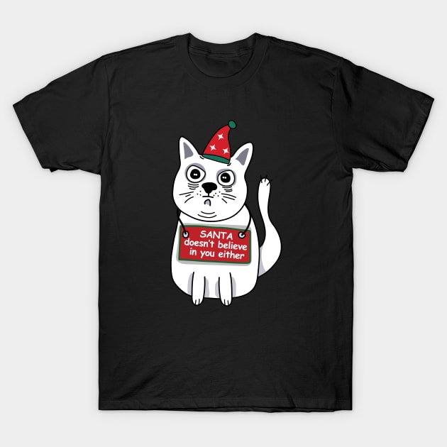 Grumpy christmas cat, T-Shirt by Sourdigitals